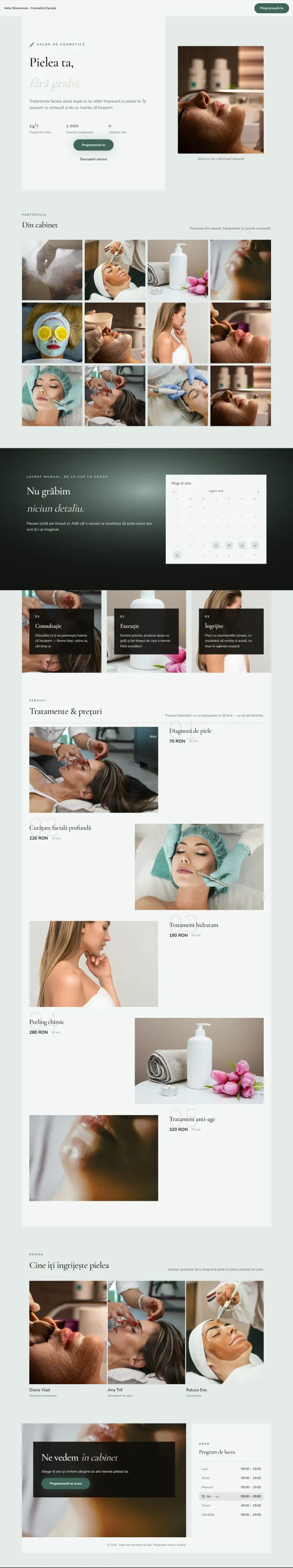 Șablon Atelier pentru cosmetică facială